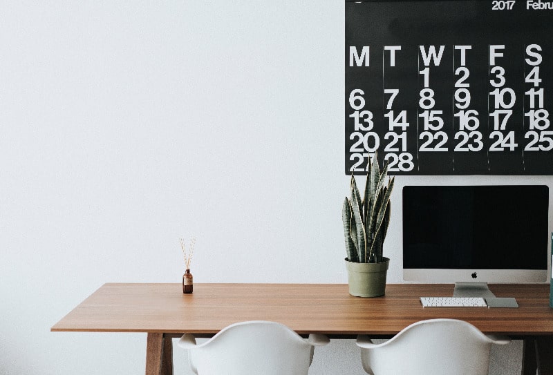 clean desk and calendar